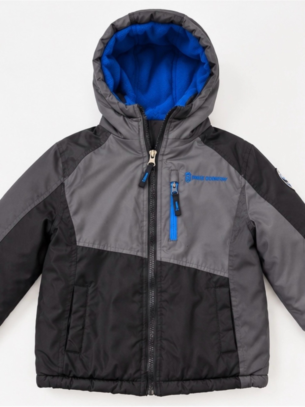 Free Country Kids Colorblock Hooded Jacket in Black & Gray